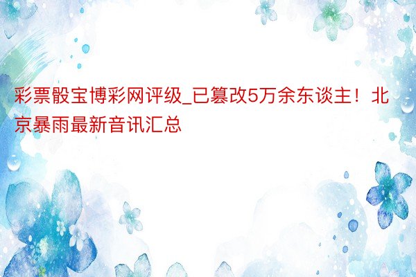 彩票骰宝博彩网评级_已篡改5万余东谈主！北京暴雨最新音讯汇总