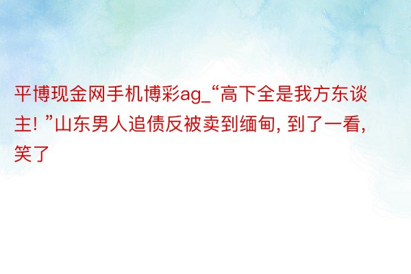 平博现金网手机博彩ag_“高下全是我方东谈主! ”山东男人追债反被卖到缅甸， 到了一看， 笑了